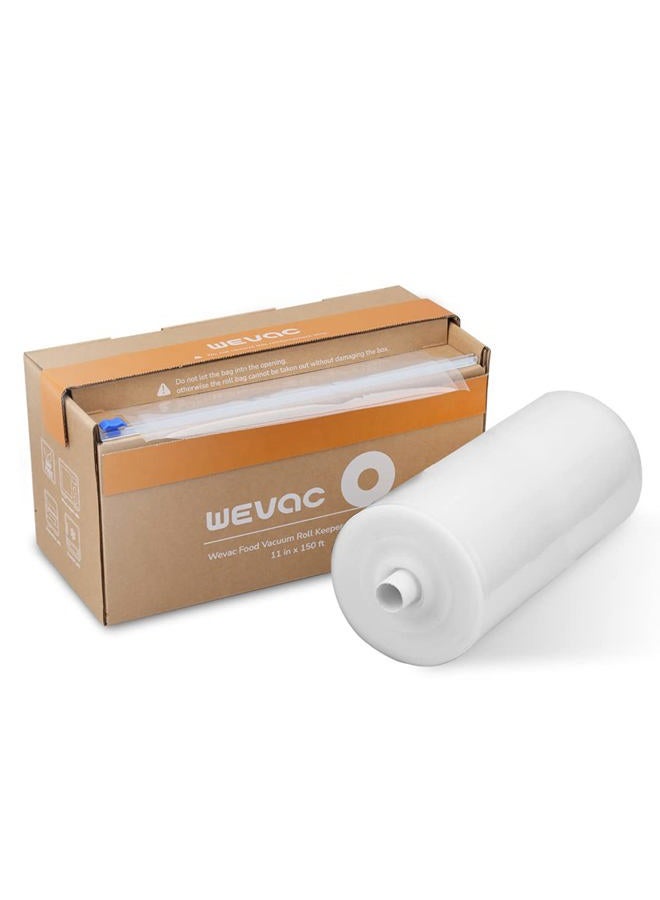 Wevac 11” x 150' Food Vacuum Seal Roll Keeper with Cutter, Ideal Vacuum Sealer Bags for Food Saver, BPA Free, Commercial Grade, Great for Storage, Meal prep and Sous Vide - Image 1